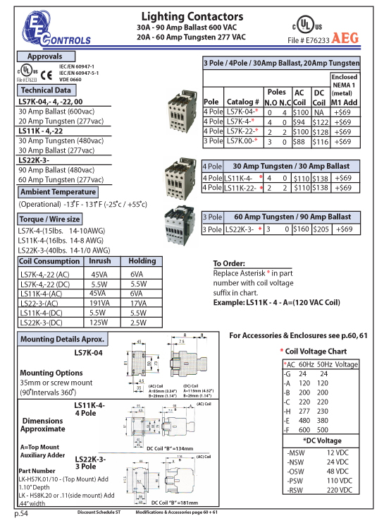 eec-contactors_lighting_30A-90A_20A-60A_227VAC